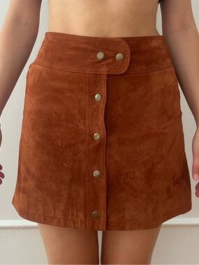 Urban Outfitters Rust Suede Button-Front Mini Skirt